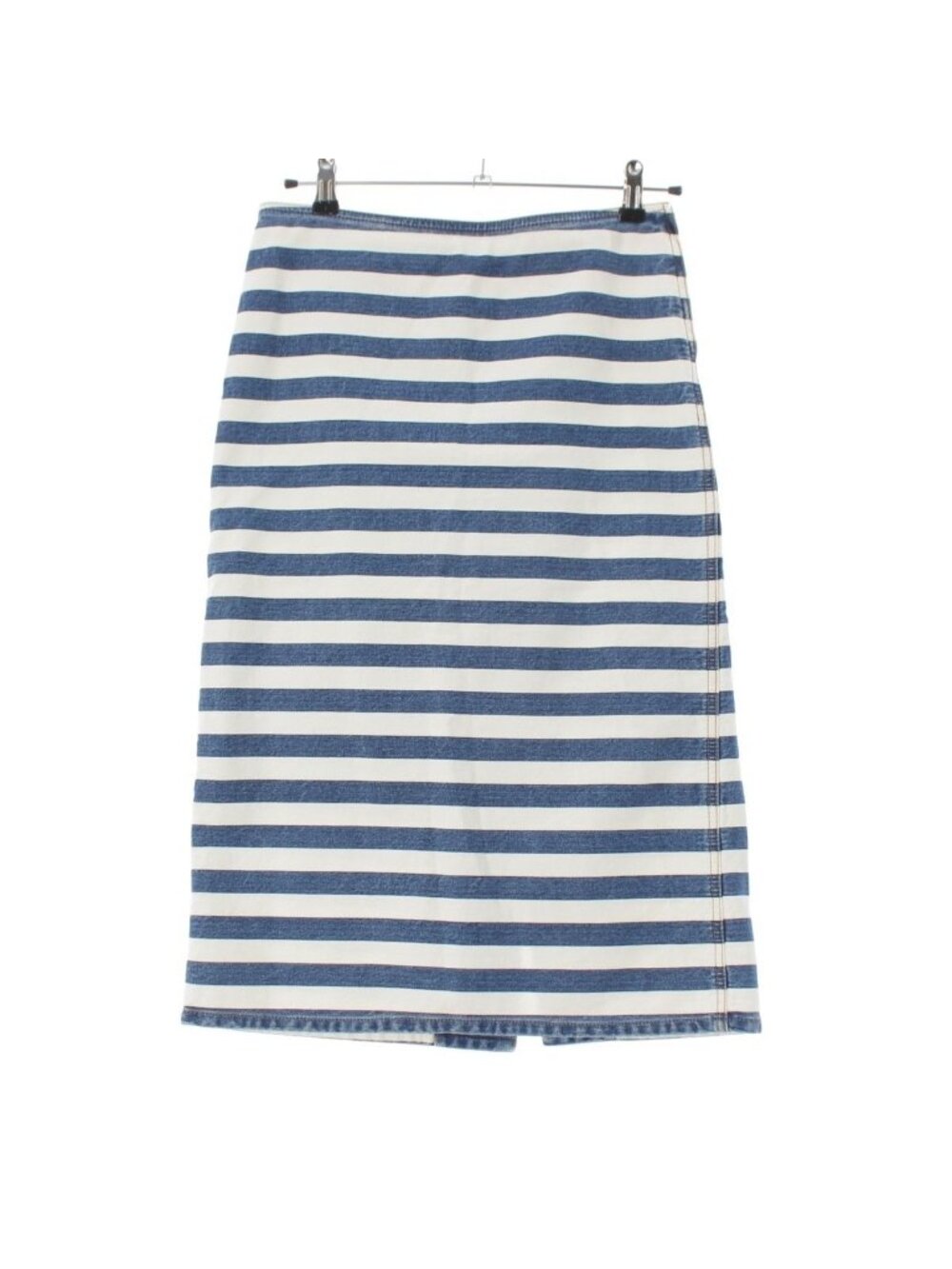 Prada Cotton Plate Border Pattern Skirt White Blue 38